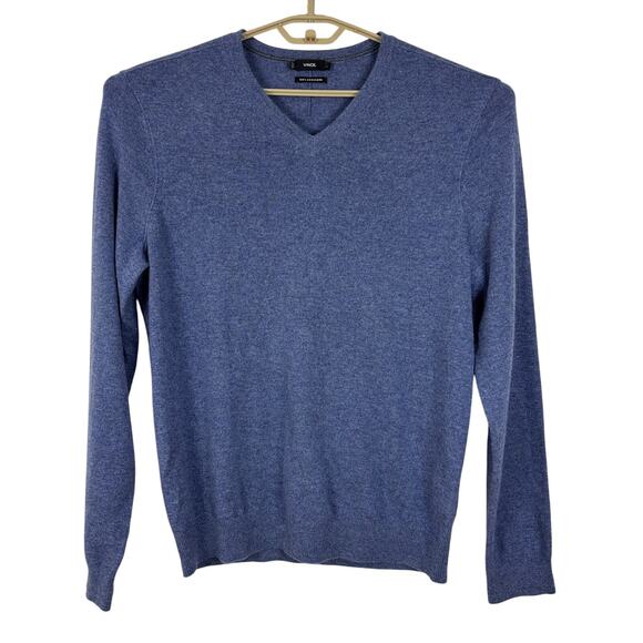 Vince Blue V-Neck 100% Cashmere Sweater Large minimalist quiet luxury - Picture 1 of 9